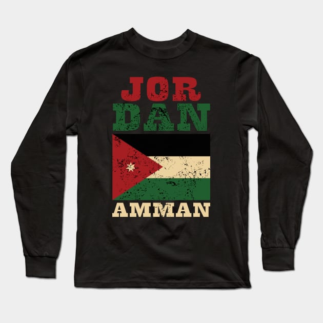 Flag of Jordan Long Sleeve T-Shirt by KewaleeTee